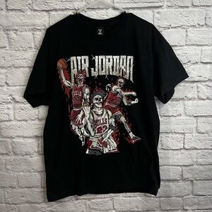 Air Jordan 3 skeletons Chicago bulls graphic Hanes beefy T shirt large rings